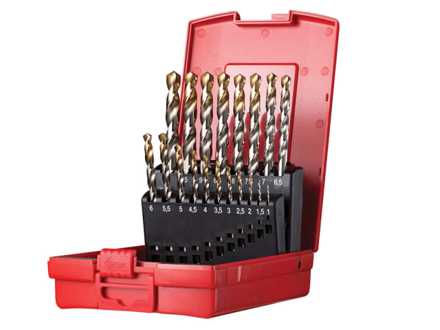 A095 Set 201 A002 HSS TiN Coated Jobber Drill Set of 19 1.0-10.0 x 0.5mm