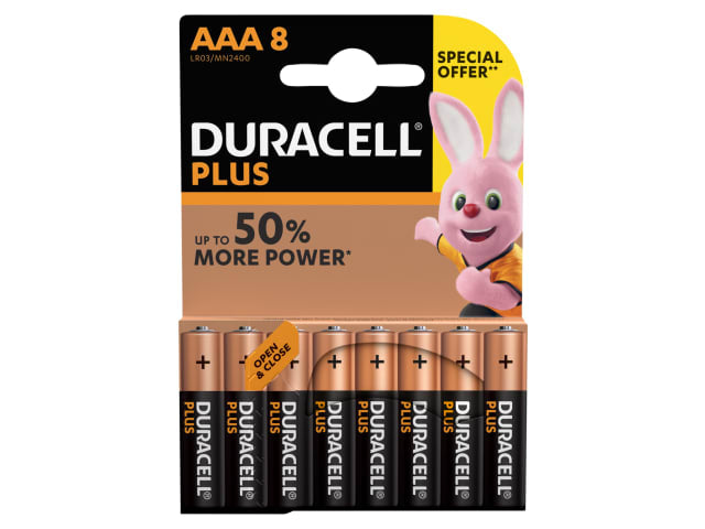 AAA Cell Plus Power RO3A/LR0 Batteries (Pack 8)