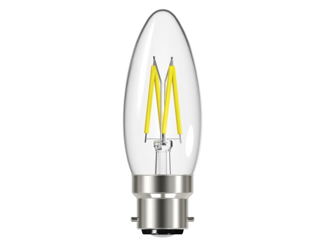 LED BC (B22) Candle Filament Non-Dimmable Bulb, Warm White 250 lm 2.4W