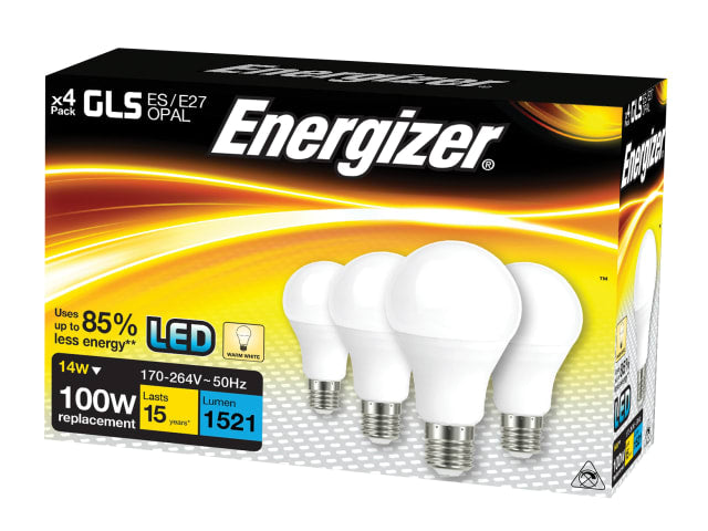 LED ES (E27) Opal GLS Non-Dimmable Bulb, Warm White 1521 lm 12.5W (Pack 4)