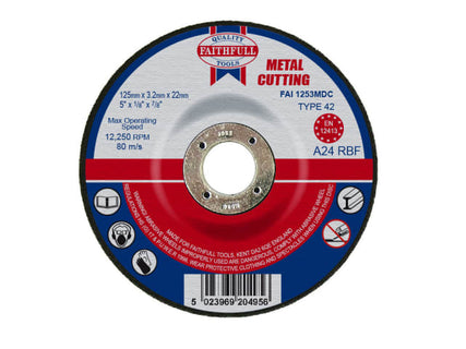 Depressed Centre Metal Cutting Disc 125 x 3.2 x 22.23mm