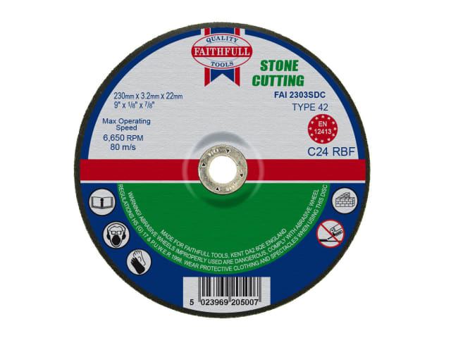 Depressed Centre Stone Cutting Disc 230 x 3.2 x 22.23mm