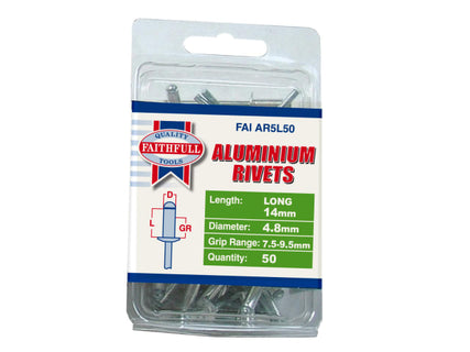 Aluminium Rivets 4.8 x 14mm Long Pre-Pack of 50