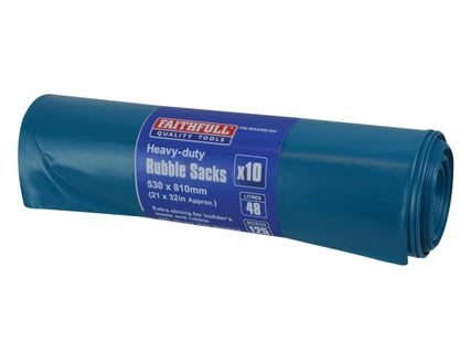 Blue Heavy-Duty Rubble Sacks (Roll 10)