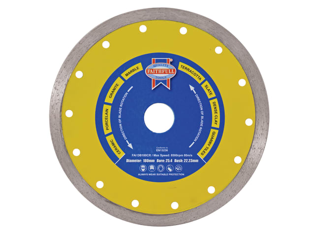 Diamond Tile Blade Continuous Rim 105 x 16mm