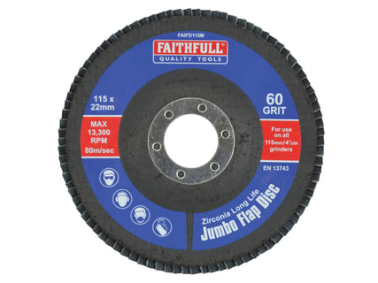 Abrasive Jumbo Flap Disc 115mm Medium