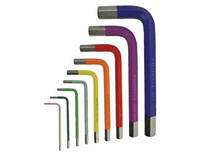 Coloured Arm Hex Key Set, 9 Piece (1.5-10mm)