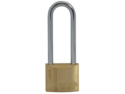 Brass Padlock 40mm Long Shackle 3 Keys