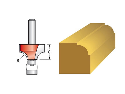 Router Bit TCT 6.3mm Rounding Over 1/4in Shank