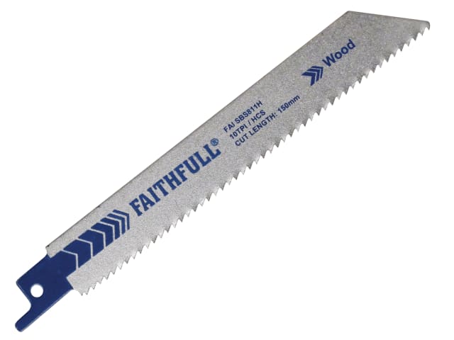 S811H Sabre Saw Blade Wood 150mm 10 TPI (Pack of 5)