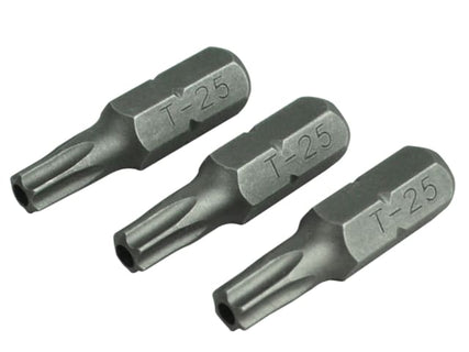 Security S2 Grade Steel Screwdriver Bits T25S x 25mm (Pack 3)