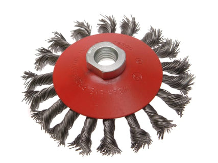 Conical Wire Brush 100mm M14x2 Bore, 0.50mm Wire