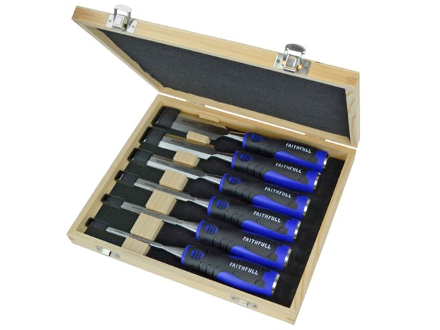 Soft Grip Chisel Set + Storage Box, 6 Piece