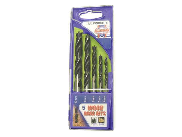 Lip & Spur Wood Drill Bit Set, 5 Piece 4-10mm