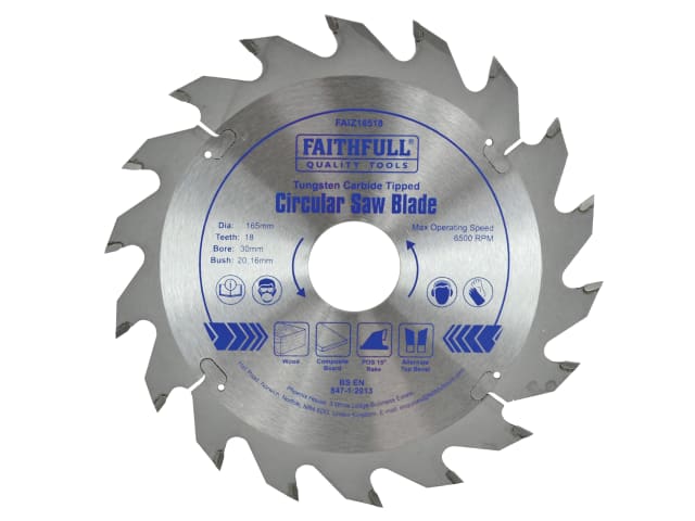 TCT Circular Saw Blade 165 x 30mm x 18T POS