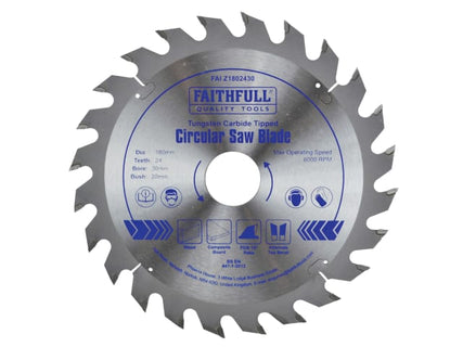 TCT Circular Saw Blade 180 x 30mm x 24T POS