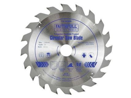 TCT Circular Saw Blade 230 x 30mm x 20T POS