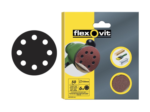 Hook & Loop Sanding Discs 125mm Coarse 50G (Pack 6)