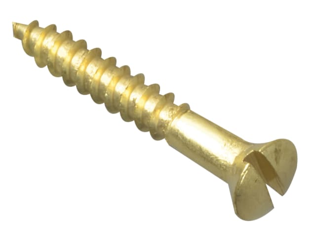 Wood Screw Slotted CSK Brass 1in x 6 Forge Pack 20