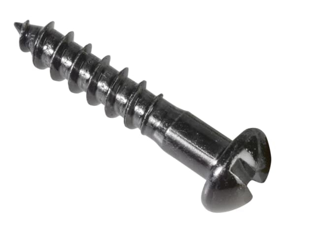 Wood Screw Slotted Round Head ST Black Japanned 1in x 10 Forge Pack 15