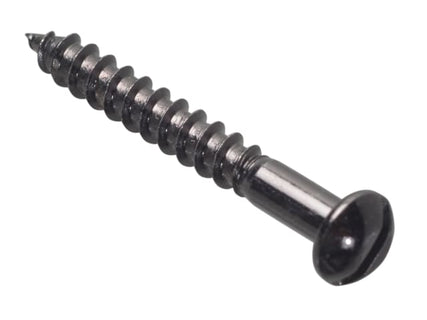 Wood Screw Slotted Round Head ST Black Japanned 1.1/2in x 10 Forge Pack 8