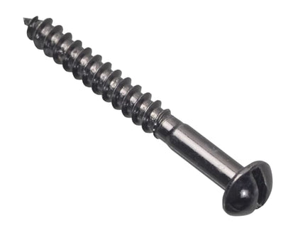 Wood Screw Slotted Round Head ST Black Japanned 1.1/2in x 8 Forge Pack 10