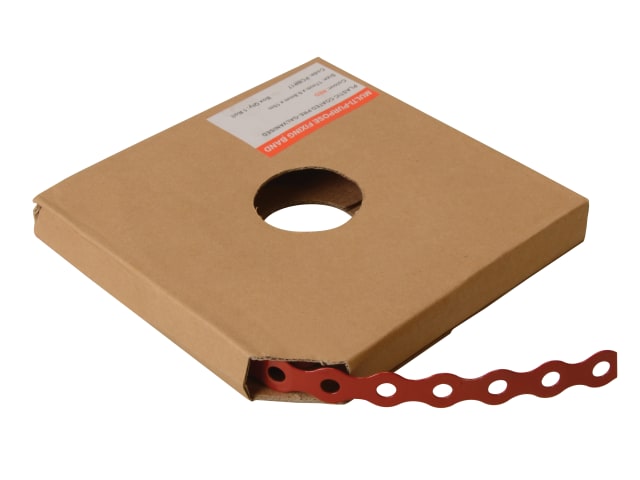 Red Plastic Coated Pre-Galvanised Band 12mm x 0.8 x 10m Box 1