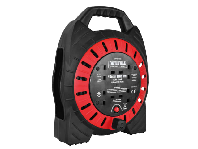 Semi-Enclosed Cable Reel 240V 13A 4-Socket 10m