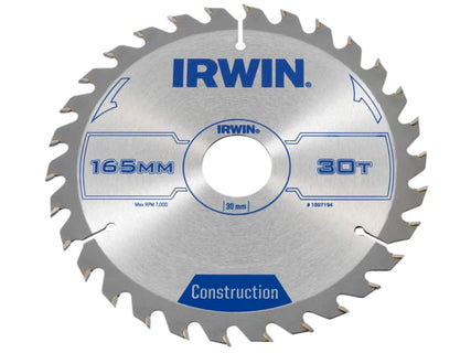 Construction Circular Saw Blade 165 x 30mm x 30T ATB