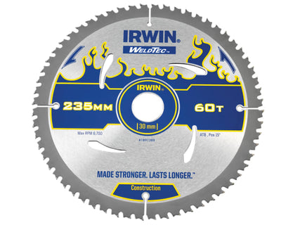 Weldtec Circular Saw Blade 235 x 30mm x 60T ATB