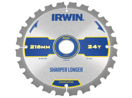 Construction Mitre Circular Saw Blade 216 x 30mm x 24T ATB/Neg