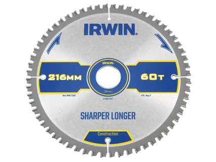 Construction Mitre Circular Saw Blade 216 x 30mm x 60T ATB/Neg