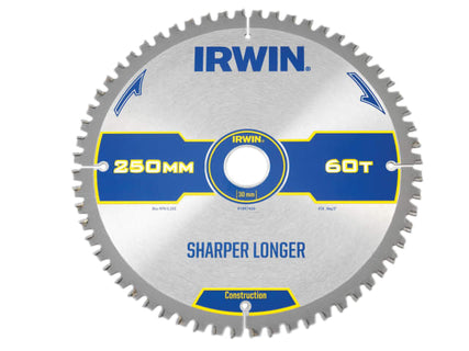 Construction Mitre Circular Saw Blade 250 x 30mm x 60T ATB/Neg