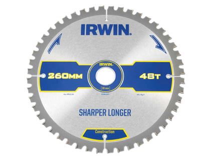 Construction Mitre Circular Saw Blade 260 x 30mm x 48T ATB/Neg