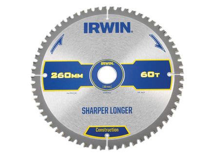 Construction Mitre Circular Saw Blade 260 x 30mm x 60T ATB/Neg